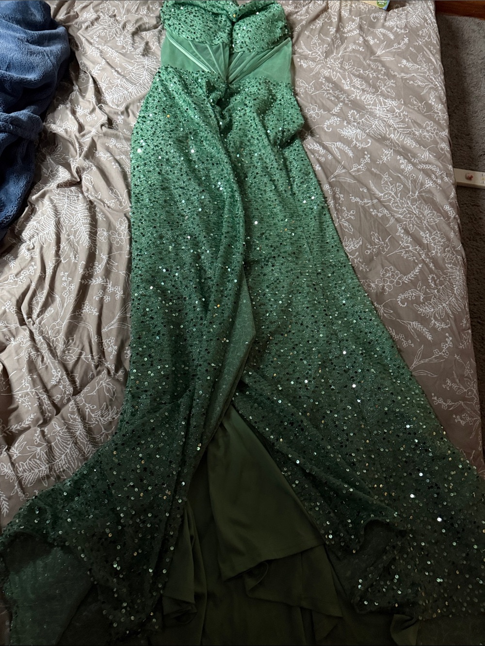 Emerald Sequin Strapless Gown